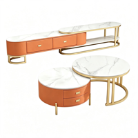 Ensemble de tables basses gigognes modernes minimalistes italiennes en pierre frittée mate, table basse de luxe extensible, combinaison décorative