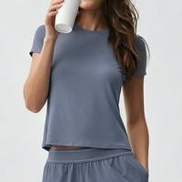 Ensemble de yoga 2 pièces, vêtements à manches courtes, tenues de sport, ensembles de fitness pour femmes, ensembles de survêtements, tenues de gym, leggings, vêtements de sport