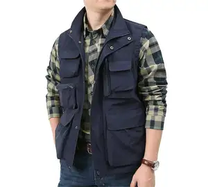 Jacket Mens Fishing Photography Spring Custom Logo Pockets Wholesale Man Vest Plus Size