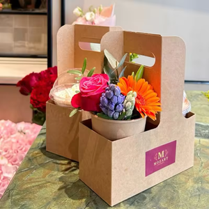 Custom Disposable Recyclable Kraft <b>Paper</b> 2/4 Cup Carriers, Coffee Takeaway <b>Trays</b>, Beverage Packaging with Handles - Product Image 3