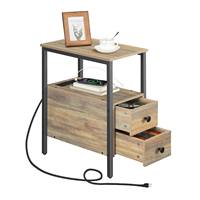 Table de chevet étroite en gros avec 2 tiroirs, table de chambre mince avec deux tiroirs, table de chevet fine avec 2 tiroirs pour chambre à coucher