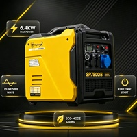 Générateur à essence à inverseur Shuoling SR7500iS 7500W 4 temps, réservoir de carburant de 11L, super silencieux, portable pour la maison, la sauvegarde, le camping en plein air