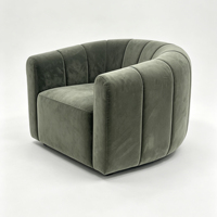 Fauteuil pivotant moderne en velours vert avec dossier cannelé, fauteuil de luxe pour salon, chambre ou bureau à domicile