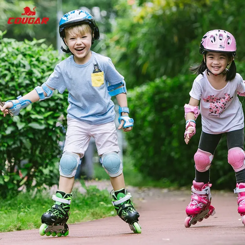 Zapatos de patinaje en línea ajustables, patines de fábrica COUGAR, ruedas intermitentes para niños y niñas, ruedas de luz LED para principiantes