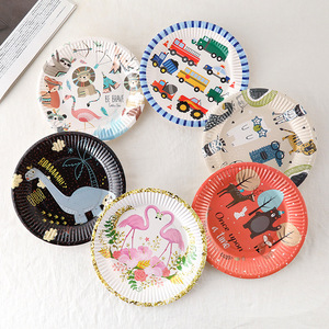 Padi Custom Cartoon Paper <b>Plates</b> <b>Disposable</b> Party Supplies Personalized Pattern 9 Inch Modern Style - Product Image 2