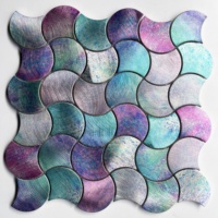 Mosaïque murale moderne en aluminium émaillé, effet écailles de poisson irrégulières, irisée, pour salon, cuisine, salle de bain, crédence