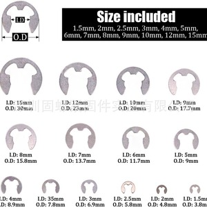 380pcs Stainless Steel Circlip Retaining Ring Set Metric C-Shape For Shaft DIN Standard Boxed 304 Grade A - Product Image 5