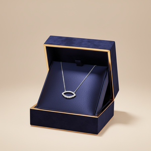 Collier Pendentif Géométrique Minimaliste Oval Fait Main le Plus Populaire en Or Blanc 18K avec Diamant Naturel pour Usage Quotidien - Product Image 1