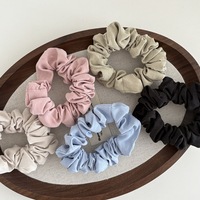 Élastique à cheveux plissé uni basique coréen, petit chouchou à haute élasticité pour queue de cheval, accessoire capillaire pour femme