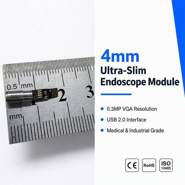 OEM/ODM 4mm Endoscope Camera Module USB2.0 0.3MP CMOS Sensor 640x480 5V Power Medical Industrial Double Lumen Tube Customizable