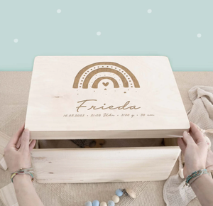 Personalized Wooden <b>Keepsake</b> <b>Box</b> Simple Style Solid Pine Wood Baby Memory - - Product Image 1
