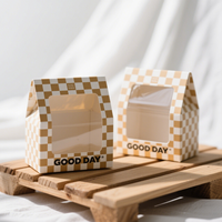 Boîte à emporter personnalisée en carton pliable avec logo sur mesure pour biscuits, beignets et macarons