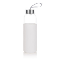 Bouteille d'eau en verre de 550 ml, style classique, écologique, portable, pour les voyages en plein air, les sports, passe au lave-vaisselle, avec couvercle en acier inoxydable