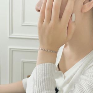 Dylam Unique Design Rhodium 14K Gold Plated Sparkle Minimalist Link Chain Women Jewelry <b>Bangles</b> & <b>Bracelets</b> Adjustable Length - Product Image 3