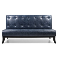 Banquette de restaurant moderne en velours bleu, siège haut, canapé banquette, banc de salle à manger commercial, mobilier de café et d'hôtel