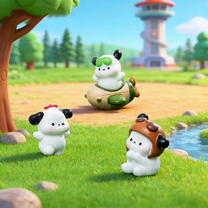 Figurines de chiens miniatures en résine Kawaii, ornements mignons de chiots de dessin animé pour micro-paysages, jardins féériques, décoration de bureau et de maison DIY - Product Image 3