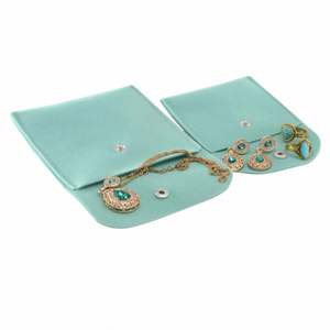 Pochette à bijoux en velours pas cher avec bouton-pression pour colliers, bracelets, bagues, montres - Product Image 5