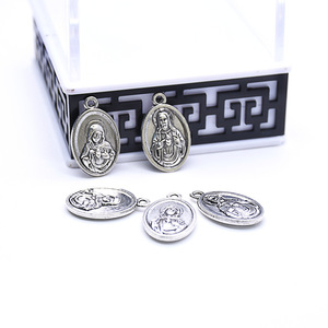 Pendentif statue du Sacré-Cœur en alliage de zinc, argent antique, 2,6 cm, pour la fabrication de colliers - Product Image 5