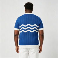 Pull-over en tricot jacquard à col rond pour homme, motif rayé, simple et respirant, broderie frontale, OEM ODM 'KTY'