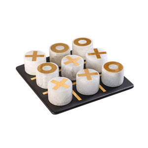 Set di <span class=keywords><strong>Scacchi</strong></span> Decorativo di Lusso in Gesso Dorato a Forma di X e O per Interni, Decorazione da Tavolo - Product Image 1