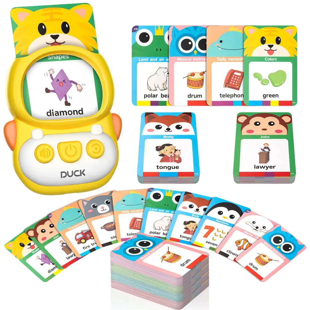 Montessori éducatif apprentissage précoce machine jouet parlant cartes flash pour les enfants apprennent des mots anglais lecteur de carte jouet de discours de poche