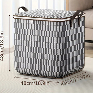 Quilt Storage Bag 48x44x48cm Rectangle Clothing Organizer Bedroom Use Gray Striped Design - Product Image 1