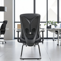 Chaise de bureau moderne sans roulettes, réglable en hauteur, avec accoudoirs en tissu, structure en alliage d'aluminium et plastique, idéale pour salle de réunion de luxe