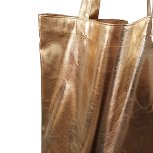 <span class=keywords><strong>Bolso</strong></span> de Mano de Cuero Vegano PU Plateado Metálico Dorado de Moda con Logotipo Personalizado, <span class=keywords><strong>Bolso</strong></span> de Hombro Tipo Tote para Mujer - Product Image 6