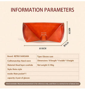 Étui à lunettes rétro fait main Andong, sac banane en cuir de vachette, sac à boucle magnétique en cuir véritable tanné végétal - Product Image 2