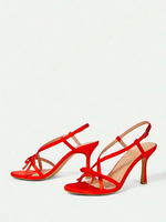 Chaussures de luxe personnalisées en soie à bout ouvert pour femme, talons aiguilles, à enfiler, avec lanières convertibles et nœud, rehaussantes