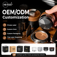 Geoptimaliseerde draagbare espresso koffiedistributeur 51mm 53mm 58mm walnoot gravity koffiepoederdistributeur tamper set