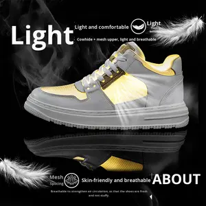 Zapatillas Blancas de Hombre de Primavera, con Aumento de Altura Invisible, Diseño Casual de Cuero con Malla, Estilo Coreano, Modernas y Versátiles - Product Image 2
