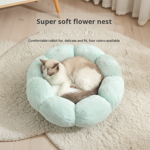 Einfaches und Stilvolles Herbst-Warmes Plüsch Katzen- und Hundebett Kaninchenfell Rutschfest Halbgeschlossen Einfarbiges Katzen- und Hundebett - Product Image 2