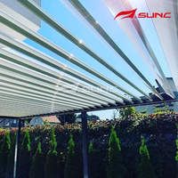 Kit de pergola SUNC Qutdoor pour extérieur, système de toiture imperméable 4x4m, construction de jardin, lames rotatives motorisées bioclimatiques