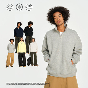 <span class=keywords><strong>Felpa</strong></span> retrò mezza cerniera 400g <span class=keywords><strong>felpa</strong></span> pesante mezza Zip cotone poliestere Unisex personalizzata Zip fino <span class=keywords><strong>felpa</strong></span> da uomo - Product Image 1