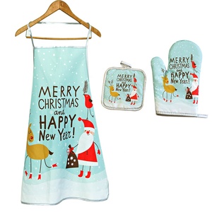 Tablier de noël gants tapis kit Anti-chaud gants mitaines de four noël nouvel an fête outils de cuisson cadeau de noël Kerst <span class=keywords><strong>Noel</strong></span> - Product Image 4