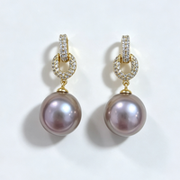 Boucles d'oreilles en perles d'eau douce véritables de 11-12 mm, grande taille, forme presque ronde, style Edison, fournies par l'usine ZHUJI
