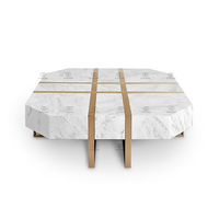 Table basse de luxe en acier inoxydable, pieds en marbre blanc, moderne, pour salon, offre spéciale,