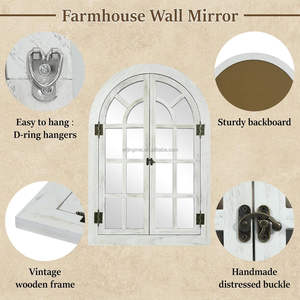 <span class=keywords><strong>Espejo</strong></span> de Pared Arqueado, Espejos de <span class=keywords><strong>Ventana</strong></span> para Decoración de Paredes, Marco de Madera, Decoración Rústica, Espejos Decorativos Blancos para Pared con Aspecto de <span class=keywords><strong>Ventana</strong></span> - Product Image 6