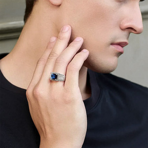 Мужское кольцо из посеребренной латуни в морском стиле с инкрустацией изумрудом, для свадьбы - Product Image 5