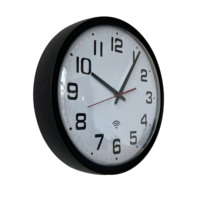 Relojes WiFi analógicos sincronizados con segundero silencioso, 13,7 ", con carcasa de plástico negro, cambio de DST automático