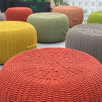 Pouf rond d'extérieur en gros, repose-pieds, grand tabouret tricoté, coussin de siège, décoration bohème pour patio, siège supplémentaire, coussin de sol, chaise