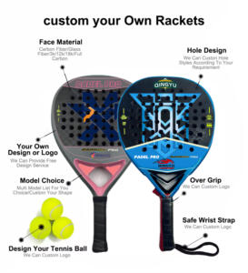 Pala de Pádel Qingyu Palas <span class=keywords><strong>Tennis</strong></span> 2025 de Fibra de Carbono 12k 100% Ligera Raqueta Profesional con Logo Personalizado para Niños Raqueta de Pádel - Product Image 2