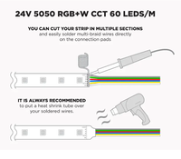 Bande lumineuse LED SMD 5050 12v 24v 30leds/M 60leds/M Multicolore 5 en 1 RGBCCT RGBCW RGBWW