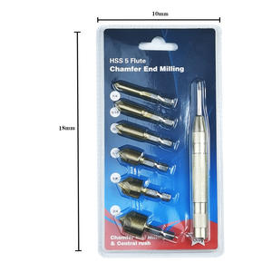 Image Hex Shank Titanium Plated Five Blade <b>Chamfering</b> <b>Tool</b> Set 6-19mm For Woodworking Hole Saws - Product Image 5