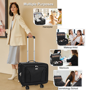 Relavel Trousse de maquillage roulante, organisateur cosmétique à 3 couches, <span class=keywords><strong>maquilleur</strong></span> <span class=keywords><strong>coiffeur</strong></span> avec roues universelles détachables - Product Image 1