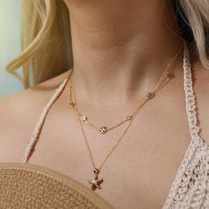 عقد قلادة من الفضة الإسترليني S925 gn64 من RINNTIN gn64 بسعر الجملة S925-5A CZ بأربع أوراق برسيم - Product Image 4