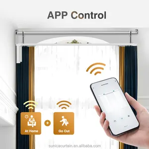 Cortina elétrica com elevador duplo para casa inteligente, cortina motorizada com motor de elevação e silenciosa