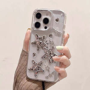 Custodia per telefono epossidica di lusso in argento con strass con Design a stella <span class=keywords><strong>Cover</strong></span> in Silicone antiurto per <span class=keywords><strong>iPhone</strong></span> 17 Pro Max 16 Pro 14 modello 13 <span class=keywords><strong>Xr</strong></span> - Product Image 4