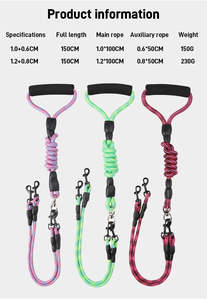 Guinzaglio Doppio per Cani Hiphoppet, Resistente, Senza Grovigli, in Nylon, con Doppia Impugnatura Imbottita, Regolabile, per Passeggiate all'Aperto, Alta Qualità - Product Image 2